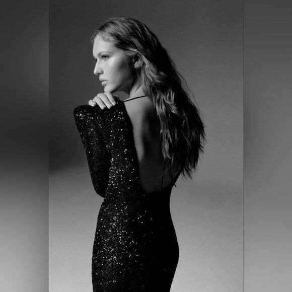 ZARA SHOULDER PAD SEQUIN DRESS - Picture 14 of 16